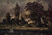 John Constable Die Kathedrale von Salisbury vom Flub aus gesehen, mit dem Haus des Archidiakonus Fischer, Skizze oil